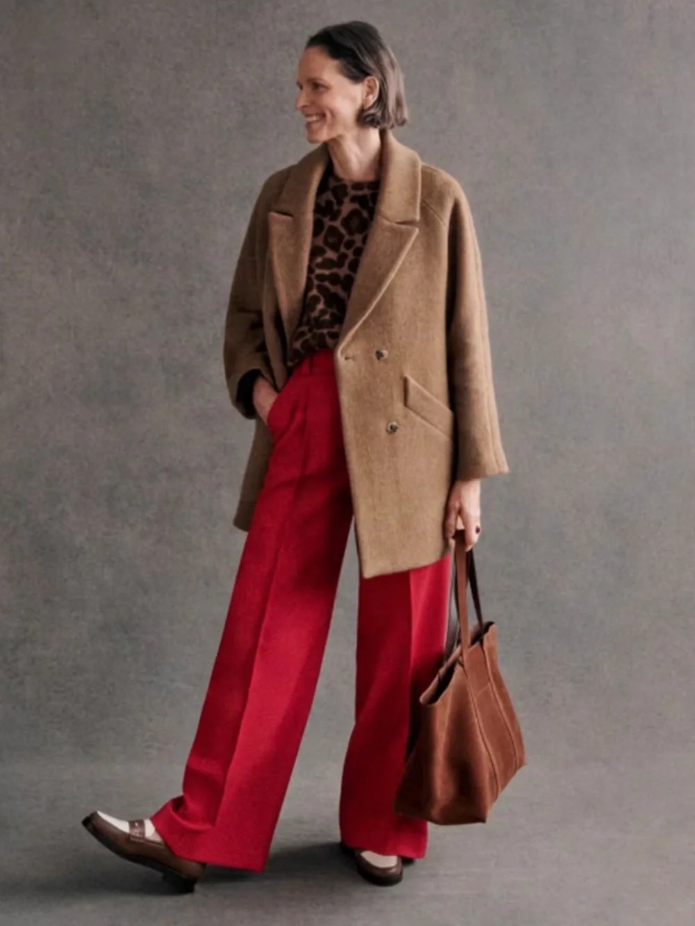 Sezane Coral Red Aldo Trouser Cotton Blend High Waist Dress Pants Size 38 or 6 - Picture 15 of 16